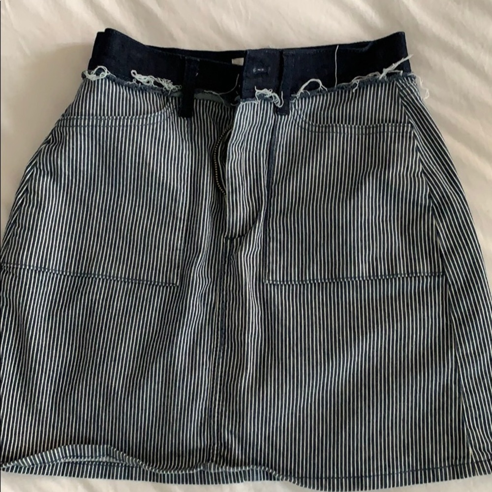 French Connection striped denim mini skirt